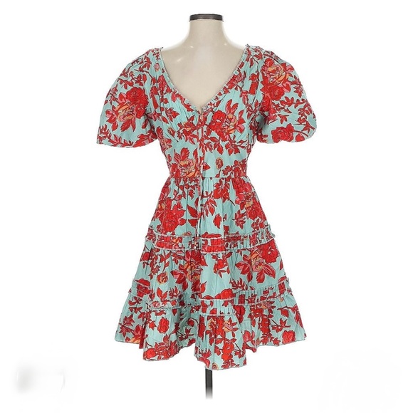 Caroline Constas Floral Red and Blue Dress size XS - Picture 1 of 13